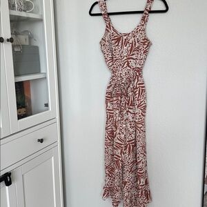 Sincerely Jules Red Geometric Print Midi Dress